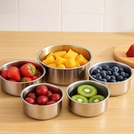 Conjunto de Potes em Aço Inox com Tampa - 5 Peças para Cozinha Moderna e Marmitas - imagem 4