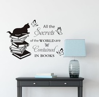 Adesivo de Parede com Tema de Leitura - Borboletas, Gatos e Citações Motivacionais para Quarto Infantil e Sala - imagem 2