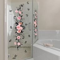 Adesivos de Janela Floral Rosa com Efeito Anticolisão - Decalque de Vinil para Decoração de Portas e Paredes - imagem 4