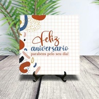 Quadro Azulejo Feliz Aniversário - Parabéns pelo Seu Dia | Decoração Personalizada 15x15cm - imagem 3