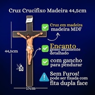 Crucifixo de Parede em MDF com Cristo em Gesso 44cm - Decoração de Fé e Estilo - imagem 4