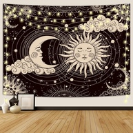 Tapeçaria Sol e Lua - Decoração Espiritual Mística para Quarto e Sala (76x101cm) - imagem 1