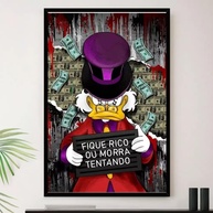 Quadro Tio Patinhas Rico Dinheiro Decorativo A3 35x45cm - Moldura Premium com Impressão em Alta Definição - imagem 1