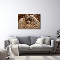Quadro Decorativo Sagrada Família - Madeira 50x75cm com Vidro - Design Religioso Inspirador - imagem 3