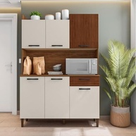 Armário de Cozinha Genova Nogueira/Off White - Design Moderno e Funcionalidade - imagem 3