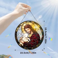 Acrílico Colorido Suncatcher Jesus com Design de Vitral - Refrator de Luz Solar para Decoração Interna e Externa - imagem 2
