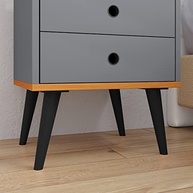 Mesa de Cabeceira Dream com 2 Gavetas e Design Retrô - Cinza/Cinamomo - imagem 4