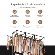 Estante Organizadora Multiuso com Arara e Prateleiras - Design Moderno e Prático - imagem 4