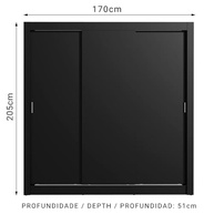 Guarda-Roupa Casal Madesa Lyon 3 Portas de Correr com 2 Gavetas - Design Moderno em Preto - imagem 3