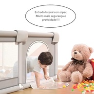 Cercadinho para Bebê Desmontável com Zíper e Tela de Proteção – Chiqueirinho Dobrável com Estrutura Reforçada, Portátil e Ideal para Casa e Viagem - imagem 4