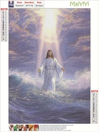 Kit de Pintura de Diamante 5D Jesus no Mar - MaiYiYi Sea Jesus - Pintura por Números com Diamantes Redondos para Adultos e Crianças - imagem 3
