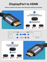 Cabo DisplayPort para HDMI JSAUX 4K 1.6m - Conexão UHD Perfeita para Seus Dispositivos - imagem 4