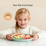 Prato Infantil com Sucção em Aço Inoxidável 304 - Pratos Divididos com Mangas de Silicone Removíveis, Antiderrapante e Livre de BPA - imagem 4