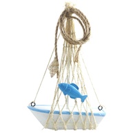 Mini Jangada Decorativa Náutica para Casa de Praia - Decoração Marítima com Âncora e Estrela do Mar - imagem 1