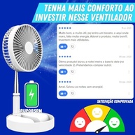 Kit 2 Ventiladores Portáteis Silenciosos Dobráveis com Bateria Recarregável Bivolt - Ideal para Dormir e Viagens - imagem 3