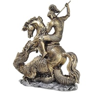 São Jorge Dragão Guerreiro - Estátua em Resina Dourada com Base Prata | Decoração e Proteção - imagem 4