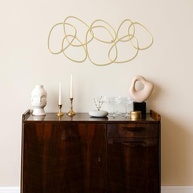 Hicarer Anéis Interligados Dourados - Escultura de Parede Abstrata para Decoração Moderna - imagem 5