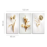 Quadros Decorativos Florais Dourados - Conjunto Moderno para Sala e Hall - imagem 4