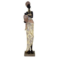 Estatueta Africana Decorativa em Resina - Design Tradicional com Detalhes Dourados 39x7x8 cm - imagem 2