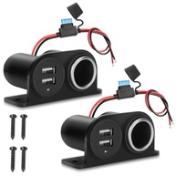 Kit 2 Tomadas Dupla USB 4.2A + Acendedor Cigarro 12V/24V - Carregador Rápido Veicular à Prova d'Água - imagem 2