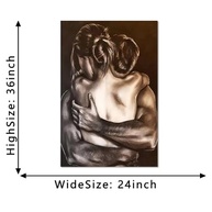 Arte de Parede Moderna em Preto e Branco - Casal Abraçando - 61x91cm - imagem 4