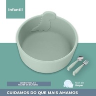 Combo Tigela e Talher Silicone HOMELIFE NT-27 - Seguro, Livre de BPA, Ideal para Bebês e Crianças - imagem 4