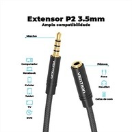 Cabo Extensor P2 Premium Vention 1,5m: Som Imersivo e Liberdade para PC e Microfone - imagem 5