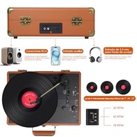Vitrola Bluetooth Portátil Retro Radiola Vinil com USB e Alto-falante Integrado - imagem 5