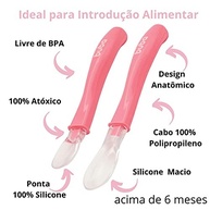 Conjunto de Colheres em Silicone Rosa - Segurança e Conforto para Bebês da Buba Baby - imagem 3