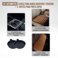 Kit Automotivo Conforto Premium: Capas de Banco Suede e Tapetes Porta-Copos (Marrom) - imagem 5