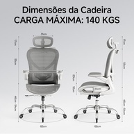 Cadeira Ergonômica com Travesseiro 3D, Encosto Lombar e Rodas Silenciosas - Cinza - imagem 4