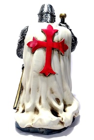 Cavaleiro Medieval Templário Ajoelhado 00067 - Escultura Prateada para Decoração e Coleção - imagem 5