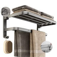 Toalheiro Duplo com Prateleira para Banheiro em Aço Inox Preto Fosco - Design Moderno e Funcional - imagem 2