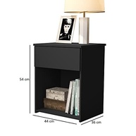 Mesa de Cabeceira Jasmim com Gaveta e Prateleira - Design Moderno em Preto - imagem 2