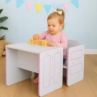Conjunto Mesa e Cadeira Infantil Montessoriano Cubo - Estimule Aprendizagem e Criatividade - imagem 2