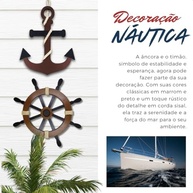 Quadro Timão Navio com Âncora - Decoração Náutica para Casa e Praia, Estilo Rústico Artesanal - imagem 4