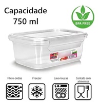 Kit 10 Potes Marmita Fitness 750ml com Tampa - Ideal para Refeições Saudáveis e Transporte Prático - imagem 4