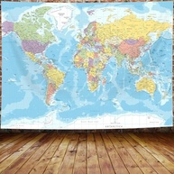 Tapeçaria de Parede com Mapa do Mundo - Decoração Educativa e Estilosa para Casa - imagem 4