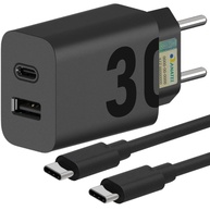 Carregador Turbo 30W Dupla Porta C/USB: Ultra Rápido para iPhone, Samsung, Xiaomi e Mais! - imagem 1