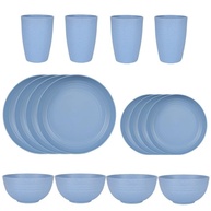 Conjunto de Jantar 16 Peças em Preto e Branco - Pratos e Tigelas Reutilizáveis para Micro-ondas - imagem 1