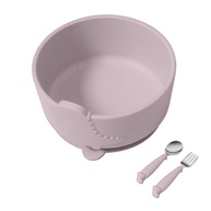 Combo Tigela e Talher Silicone HOMELIFE NT-27 Rosa - Seguro e Prático para Bebês - imagem 1