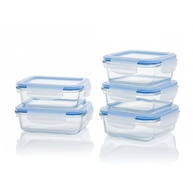 Conjunto 5 Potes de Vidro 640ml com Tampa Hermética - 4 Travas, Microondas e Freezer - imagem 1