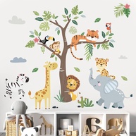 Adesivos de Parede Animais Selvagem - Elefante, Girafa e Leão para Quarto Infantil e Decoração - imagem 1