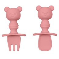 Kit Talheres em Silicone Ursinho Rosa da Buba - Seguro, Ergonômico e Livre de BPA - imagem 2