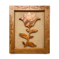 Quadro Decorativo Artesanal em Madeira Maciça com Flor de Lótus 64x54cm - Elegância Natural para Ambientes Sofisticados - imagem 2