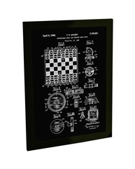 Quadro Decorativo A3 Xadrez Projeto Tabuleiro Patente - Impressão Premium em Papel Fotográfico - imagem 1