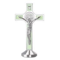 Crucifixo de São Bento com Medalha Luminosa - 2 Peças em Liga Esmaltada 7,6 cm - imagem 1