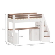 Cama Alta Infantil/Juvenil Star Plus Office Multifuncional - Design Moderno em Madeira Originals Branco/Montana - imagem 3
