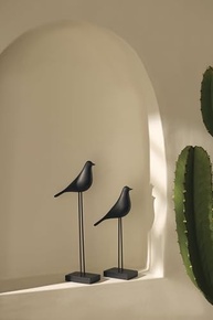 Escultura Pássaro em Poliresina Preta - Decoração Elegante e Sofisticada 34,5cm - imagem 3