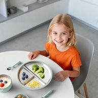 Prato Infantil com Sucção em Aço Inoxidável 304 - Pratos Divididos com Mangas de Silicone Removíveis, Antiderrapante e Livre de BPA - imagem 3
